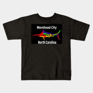 Anchored By Fin Blue Marlin - Morehead City NC Kids T-Shirt